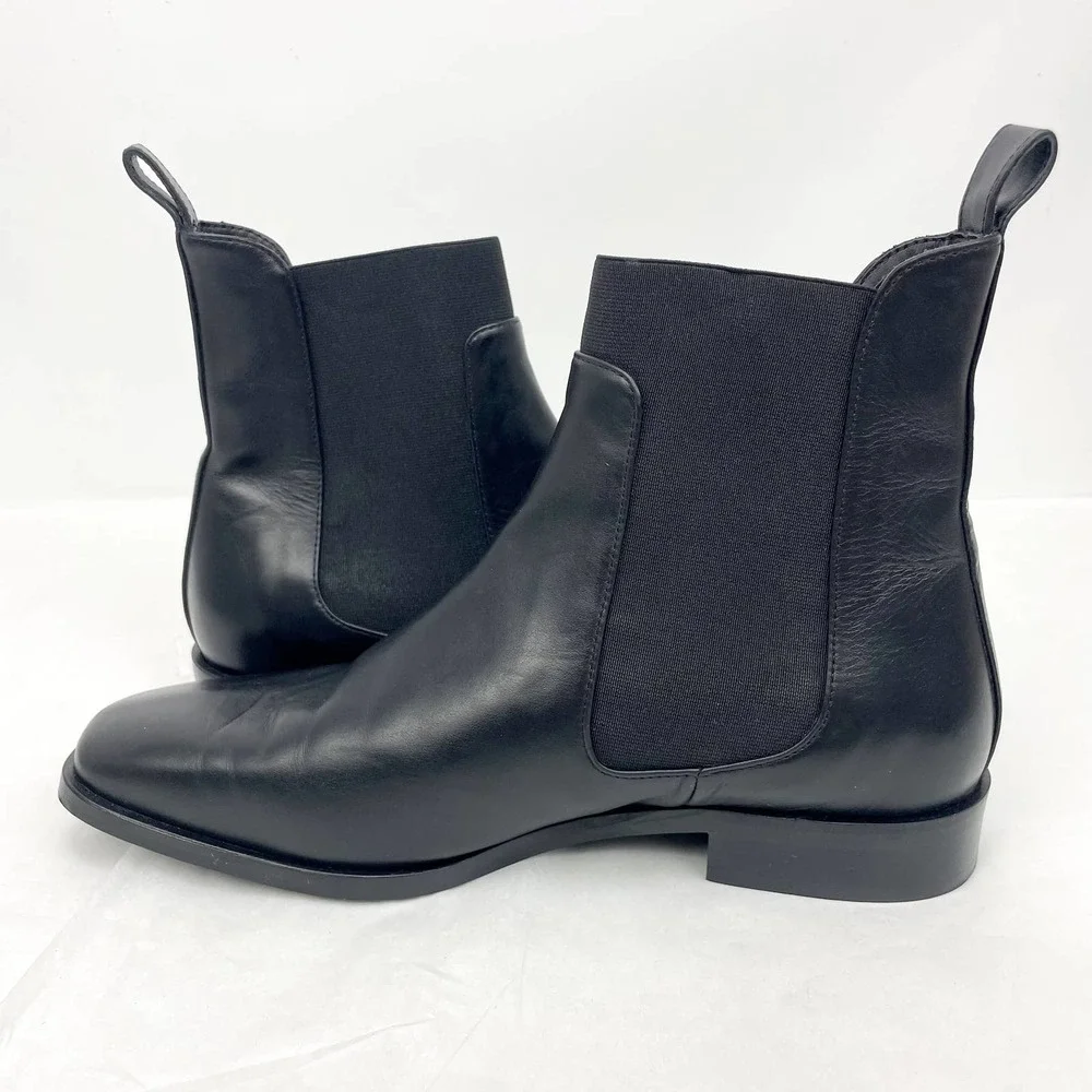 Everlane Womens The Italian Leather Square Toe Chelsea Boot Size 6.5 Black NWOB - Picture 9 of 12